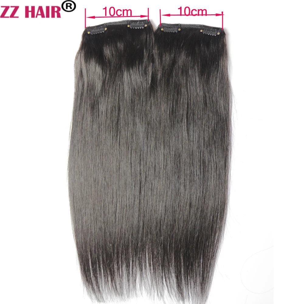 ZZHAIR 100% O Brazilian Human Remy Hair Extensions 16"-24" 2pcs Set 70g 80g Clips-in Two Pieces 2x10cm Natural Straight