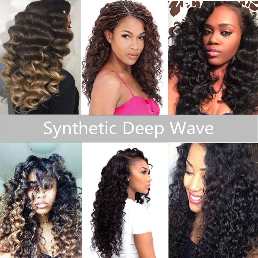22-28 Inch Deep Wave Twist Crochet Hair Natural Synthetic Braid Hair Afro Curls Ombre Braiding Hair Extensions Hair Expo City