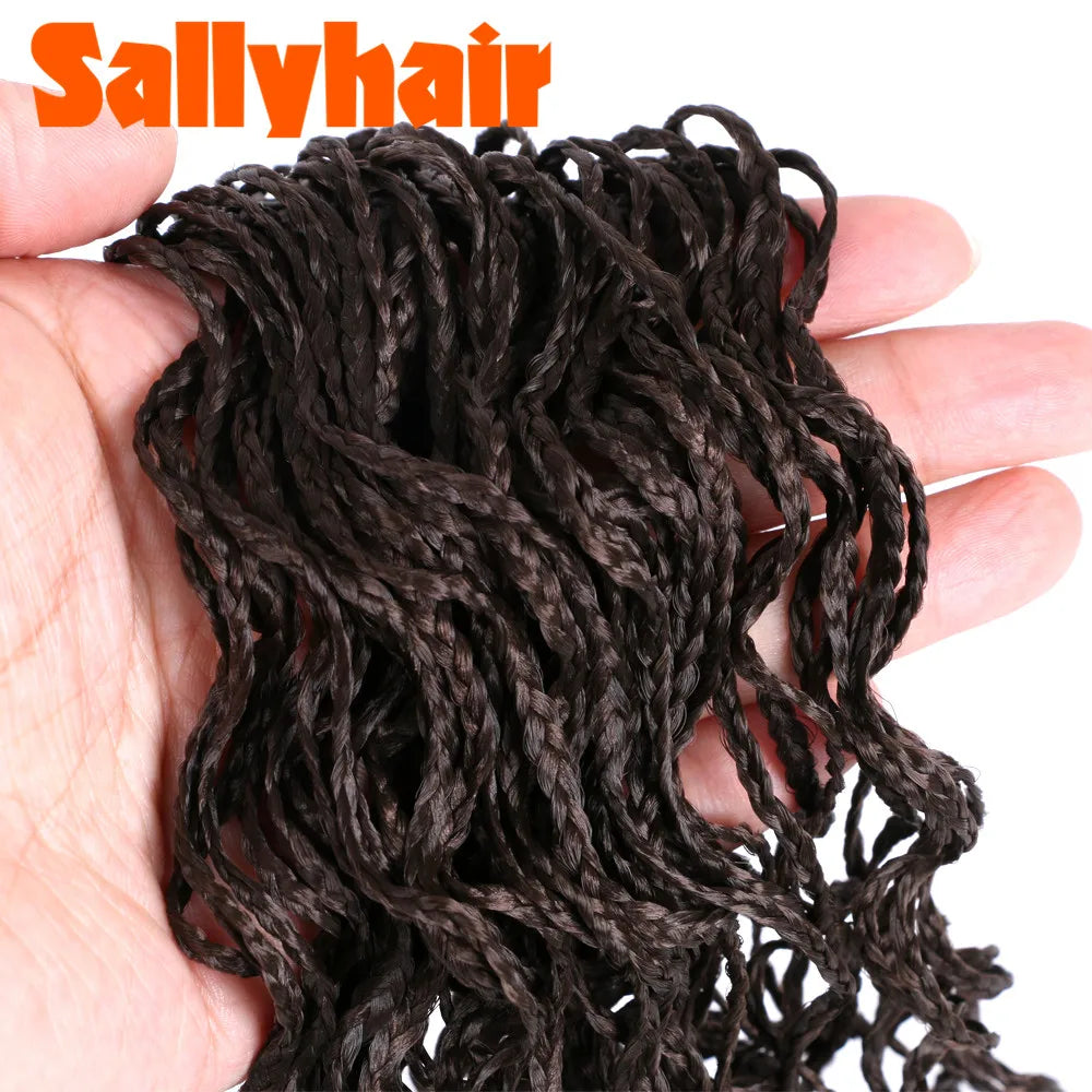 Sallyhair Synthetic Braids Thin Box Braids Crochet Braiding Hair Colorful Zizi Braids Extensions Grey Pink Black Brown Hair