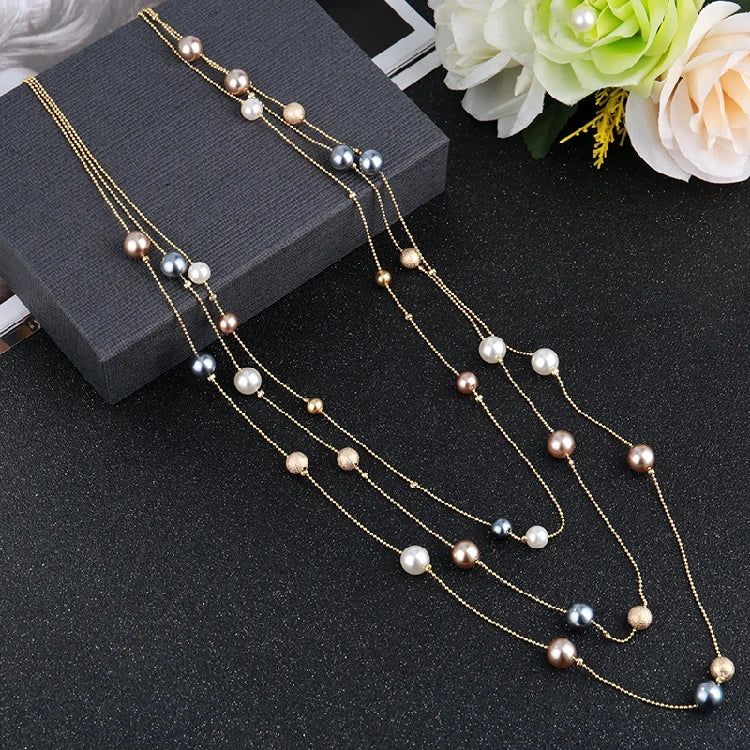Fashion Handmade Simulated-pearls Beads Chain Necklace For Women Charm Multilayer Long Sweater Necklaces Wedding Party Jewelry