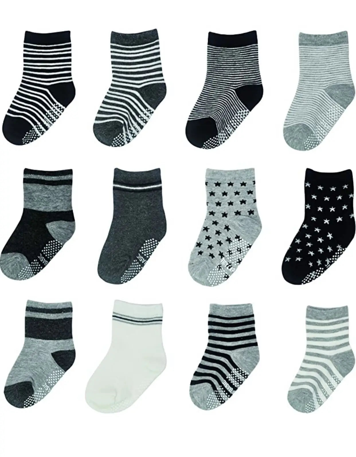 12 Pairs/Lot Cotton Baby 's Floor Socks Boys Girls Non-slip Boat Low Cut Sock with Rubber Grips 1-5Years