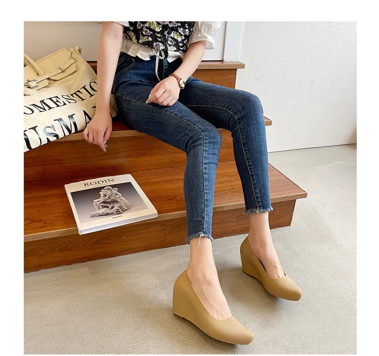 Wedges High heels jelly sandals women solid candy sandales pointed toe summer rain shoes ladies waterproof pvc sandalias 2021