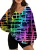 Starry Sky Gradient Pattern Printed Women's Versatile Fashion High Quality V-neck Hoodie 2025 New Edition