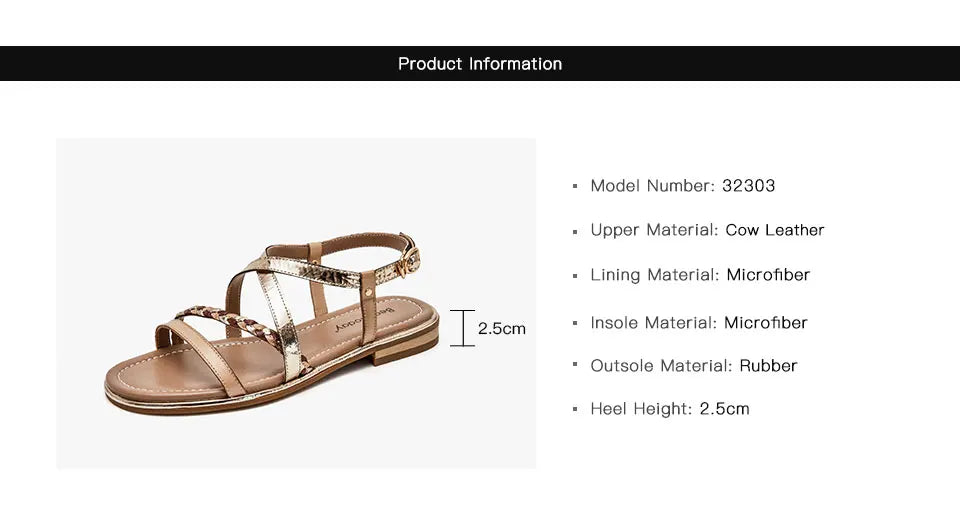 BeauToday Gladiator Sandals Women Genuine Cow Leather Twist Band Designer Flats Slingback Summer Female Flat Heel Shoes 32303