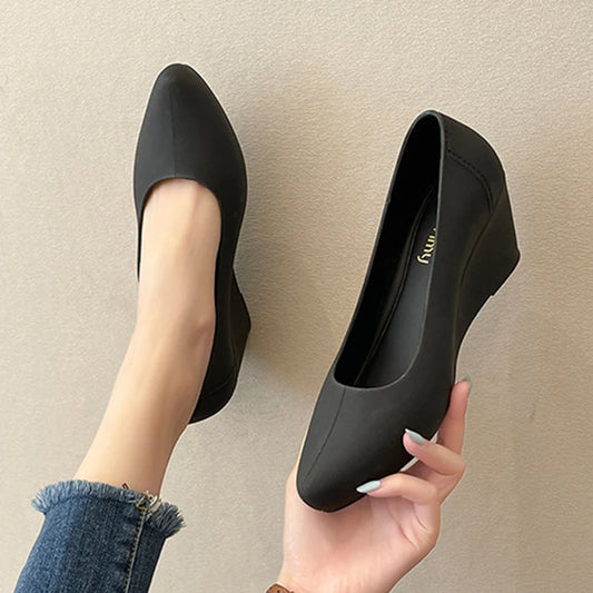 Wedges High heels jelly sandals women solid candy sandales pointed toe summer rain shoes ladies waterproof pvc sandalias 2021