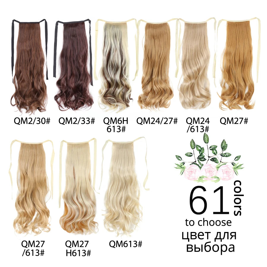 Synthetic Ponytail Long Straight Wrap Around Ponytail Hair Extension Heat-Reistant Fiber Pony Tail Fake Hairpieces For Women