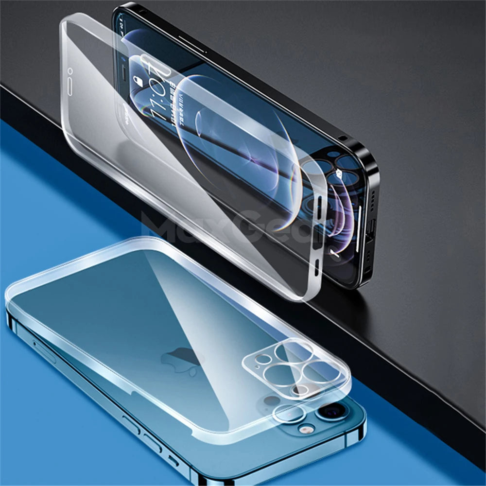 360 Full Body Front Back Protective Case For iPhone 16 15 12 13 14 11 Pro Max Mini X XR XS Plus Soft Hard Transparent Cover