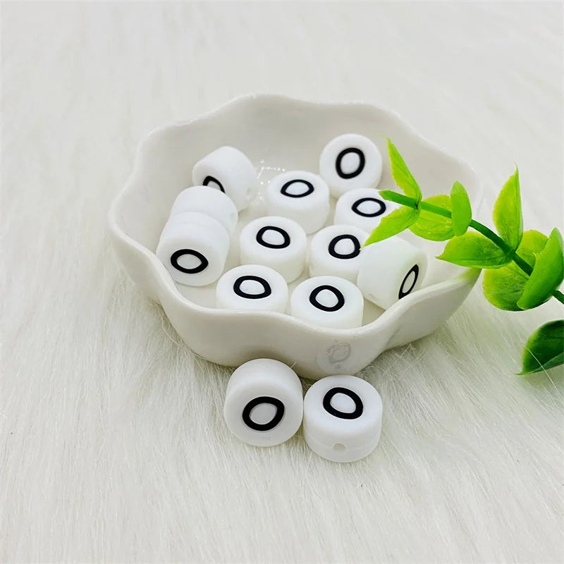 100pcs Silicone 12mm Letter Beads Bpa Free Oblate Molar Beads Baby Teether DIY Baby Pacifier Personalized Accessories Toy