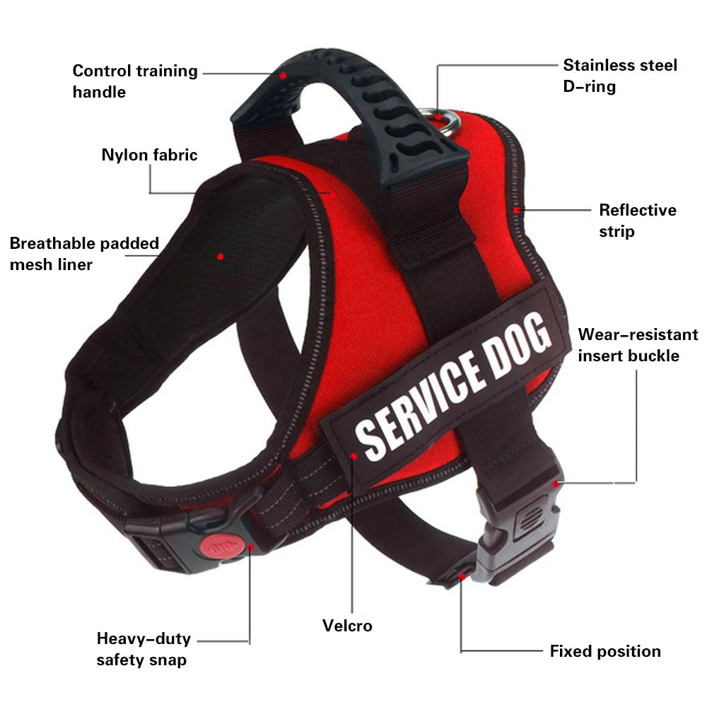 Adjustable Nylon Dog harness Personalized Reflective Pet Harness for Small Medium Large Dogs  No Pull Dog Harness Leash