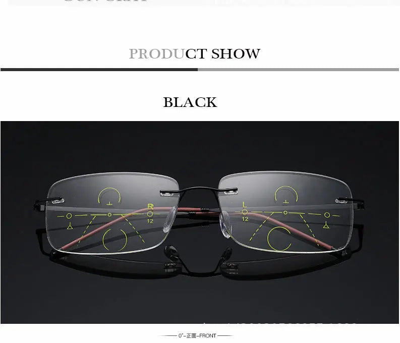 Business Frameless Progressive Multifocal Reading Glasses Men Smart Zoom Elderly Eyewear Women Anti-blue Presbyopic Glasses