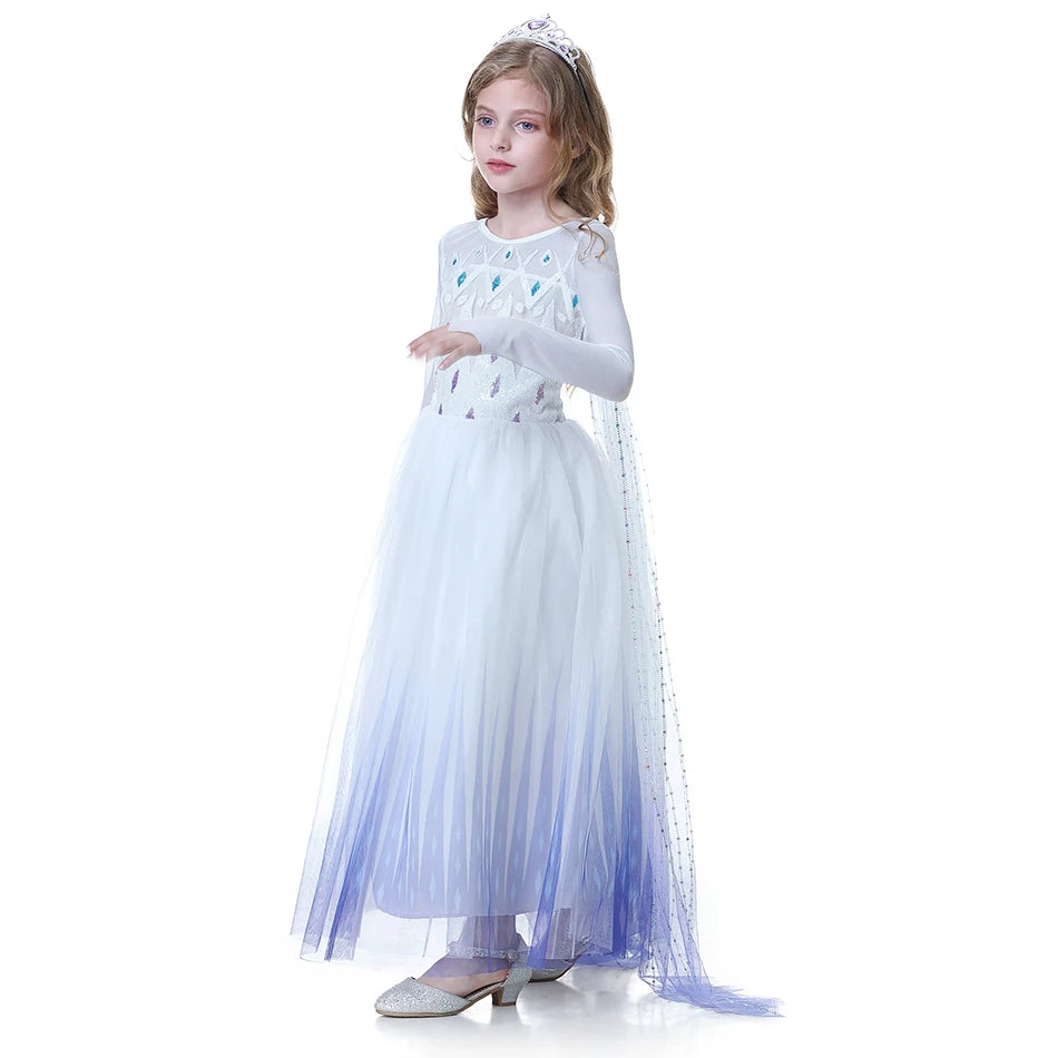 Elsa Anna 2 Dress Girls Princess Carnival Party Halloween Cosplay Costume Snow Queen Vestido Children Clothing For 2-12 Years