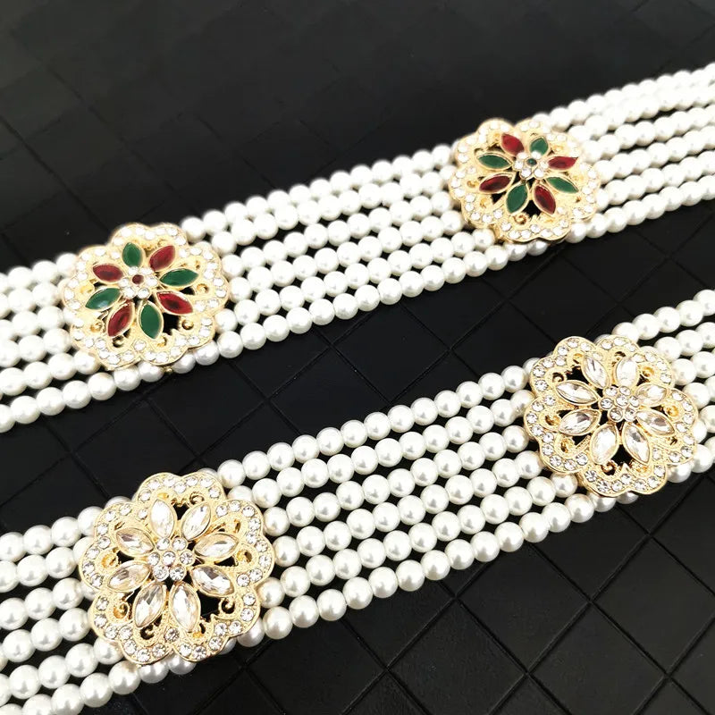 European fashion women's handmade beaded waist chain, adjustable length waist chain party wedding waist chain