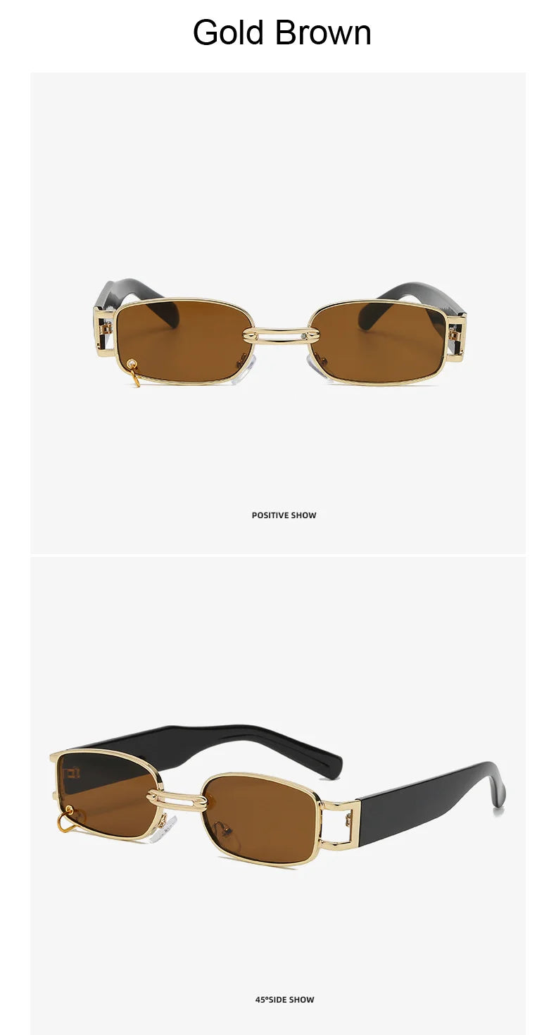 Fashion Punk Square Sunglasses Women Luxury Brand Small Frame Sun Glasses Female Rectangle Metal Mirror Oculos De Sol Feminino