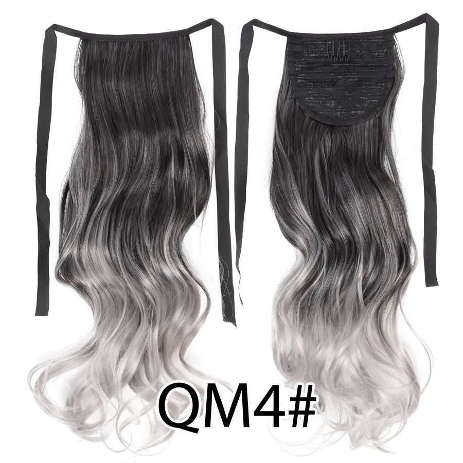 Synthetic Ponytail Long Straight Wrap Around Ponytail Hair Extension Heat-Reistant Fiber Pony Tail Fake Hairpieces For Women