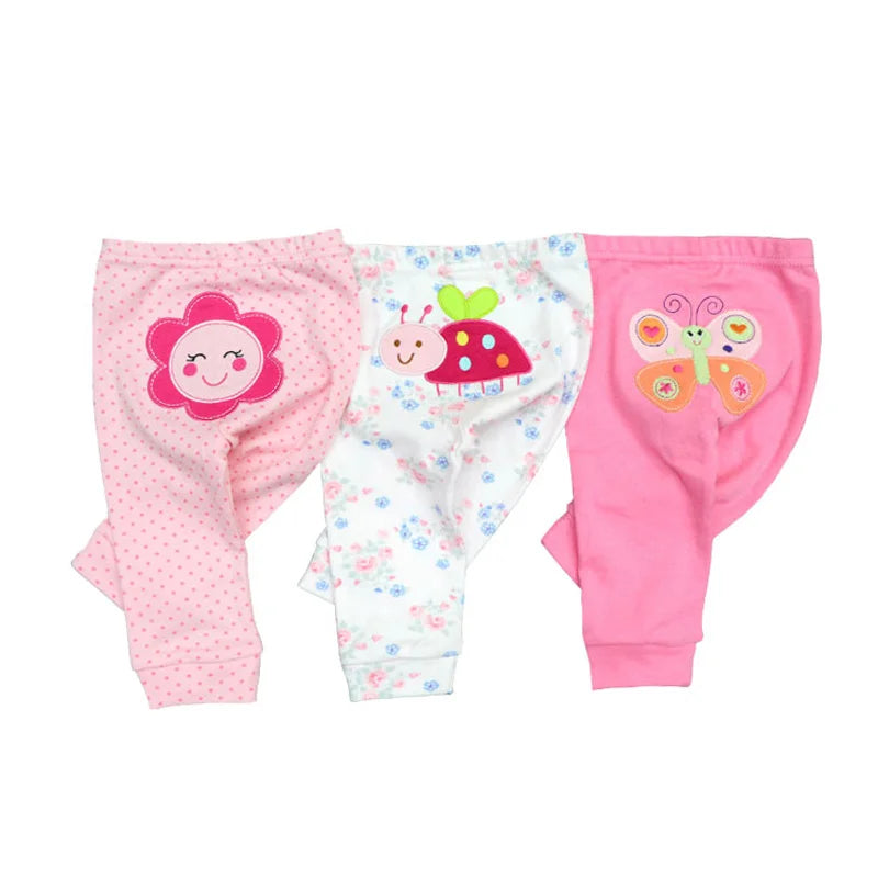 Newborn Solid 3/4PCS Baby Pants 100%Cotton Cartoon Soft Accessories Baby Boy Trousers Pants 0-24M Baby Girl Pants Four Seasons