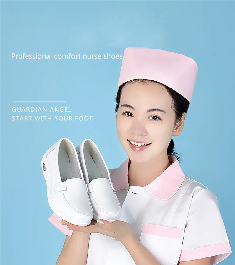 BEYARNE Four Seasons woman Pure black and white soft platform full sole nurse air cushion Shoes Women Genuine shoesL007