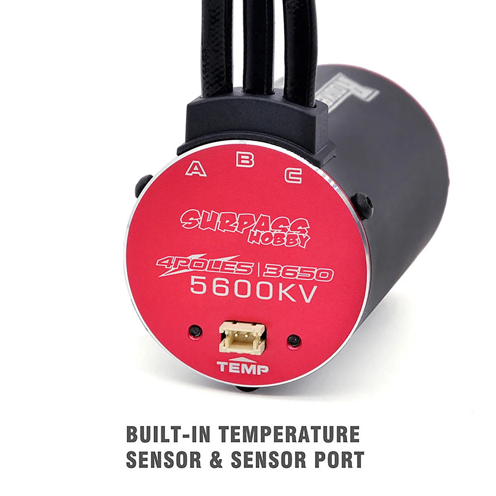 RC Motor Rocket 3650 Brushless Motor 5600KV 4700KV 4350KV 3250KV w/Temp Sensor for 1/8 1/10 RC Car