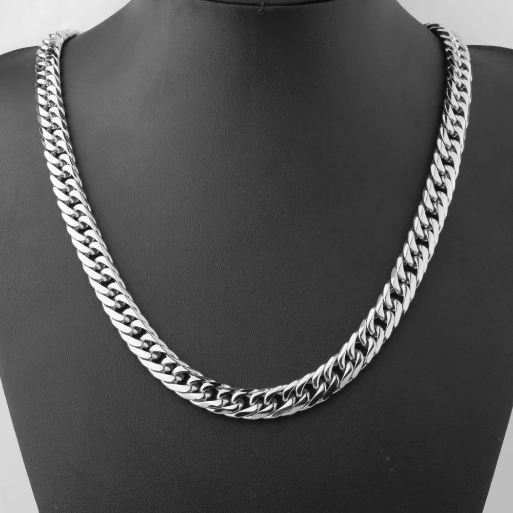 9/11/13/16/19/21mm Heavy Polished Stainless Steel Necklace Men Curb Cuban Link Chain Necklace Or Bracelet Choker Jewelry 7-40"
