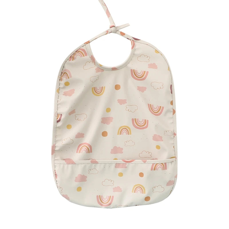 Let's Make Bib with Pocket Baby Stuff Children Accessories Feeding Drawing Apron Waterproof Adjustable Cute Print Bibs