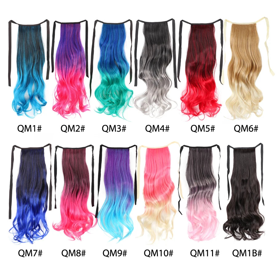 Synthetic Ponytail Long Straight Wrap Around Ponytail Hair Extension Heat-Reistant Fiber Pony Tail Fake Hairpieces For Women