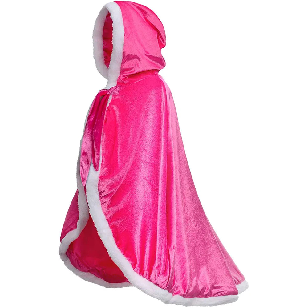 Princess Cloak with Hood Girls Cape Kid Toddler Costume Dress up for Halloween Christmas Carnival Cospaly