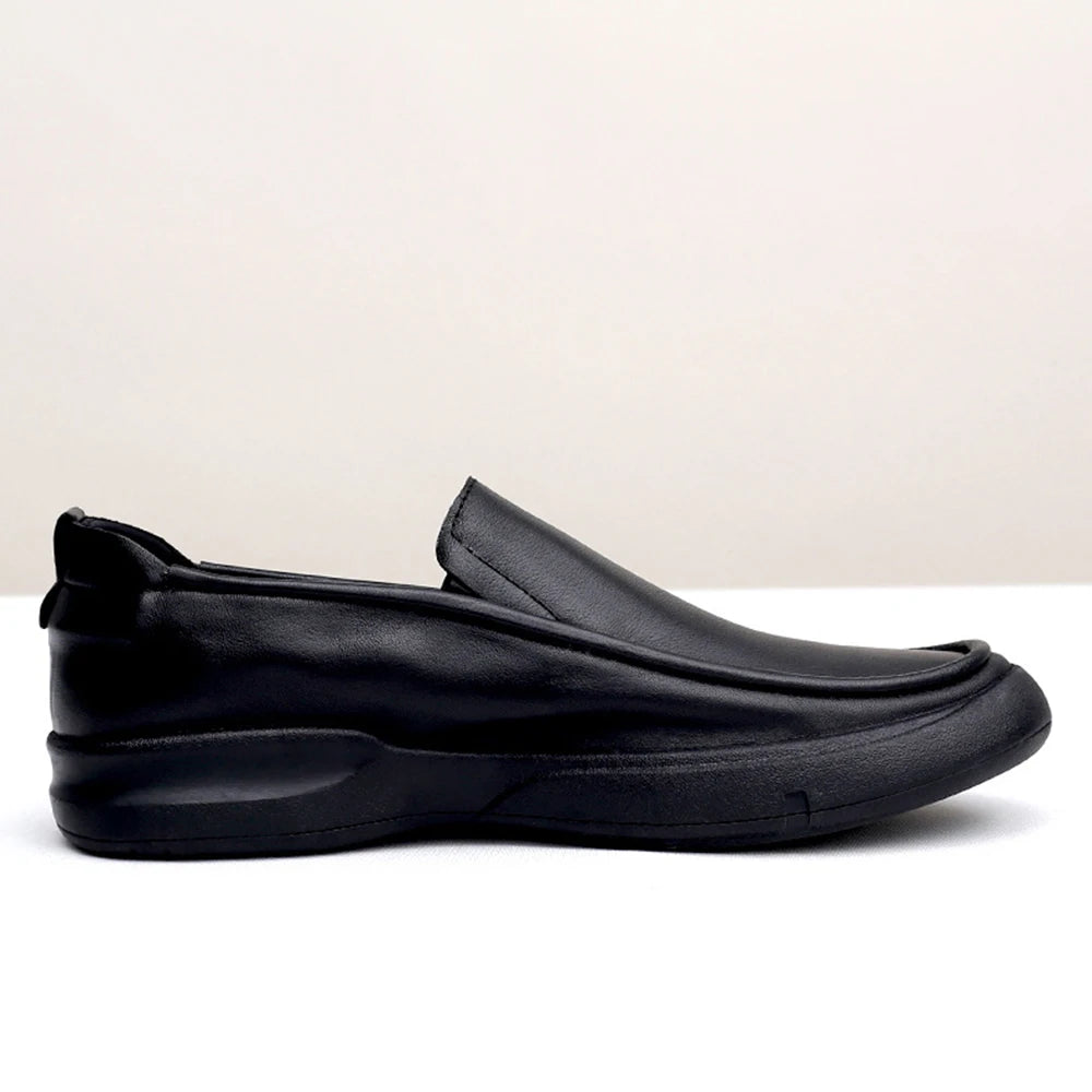 Y 38-44 New Men's Business Casual Leather Shoes  Made of Top-Grain Soft Leather Soft Sole Breathable Slip-On