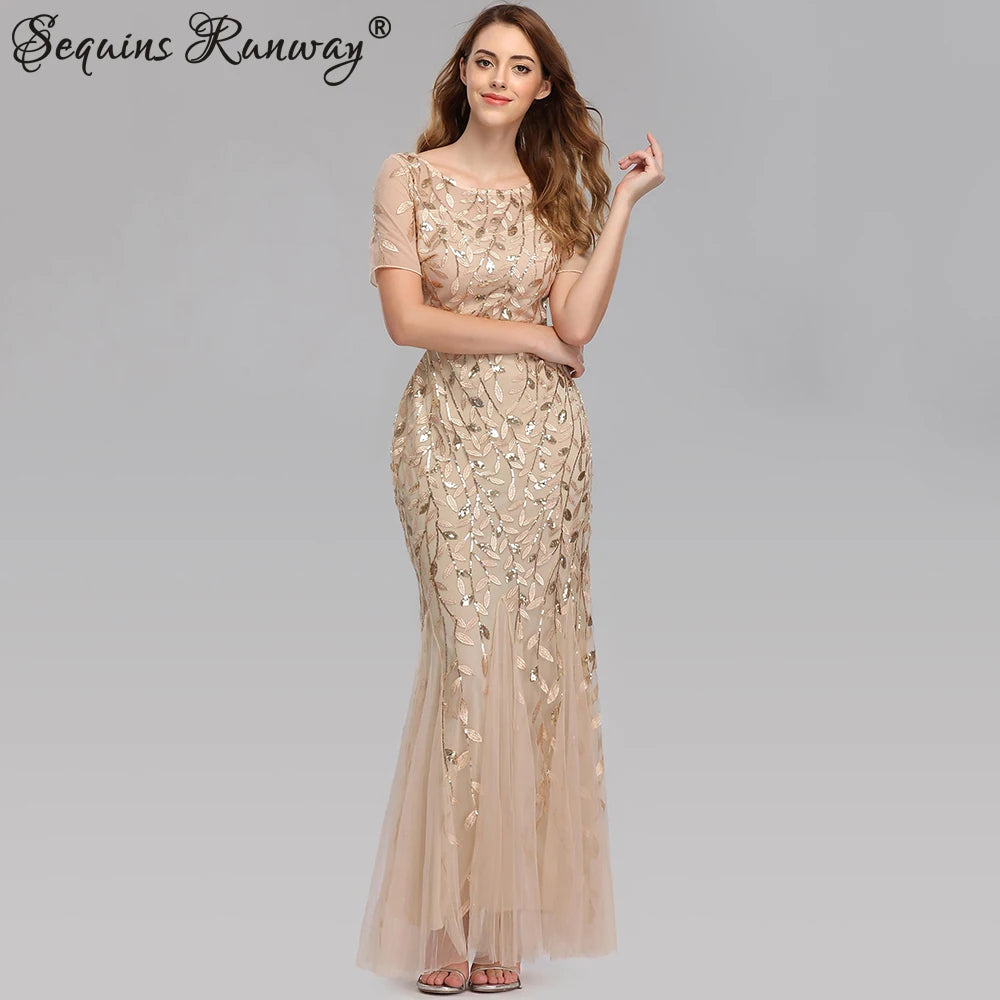 Sexy vintage Maxi Sequin cocktail Dress bridesmaid Prom Dresses for Women Casual Party Long sleeve club Bodycon Dress vestidos