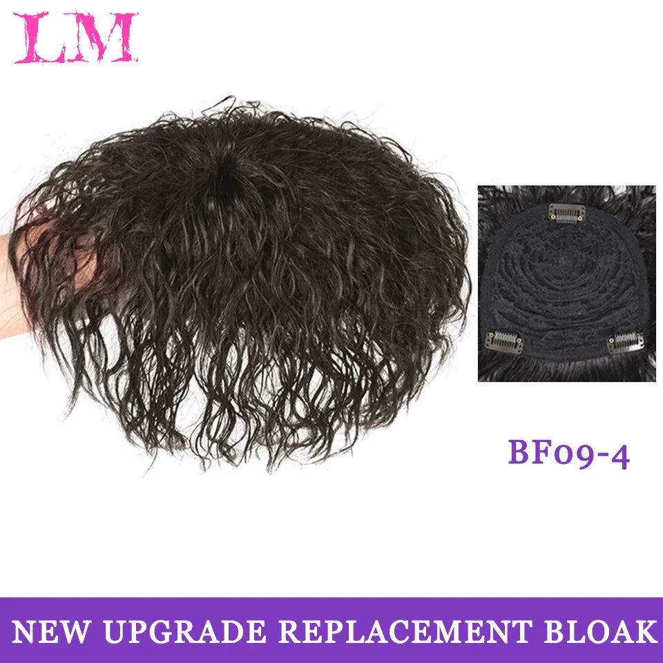 LM Hair Bangs for Mens Clips in Real Hair Bang Cover High Forehead 100% Human Hair Bangs Fringe Extension for Volume