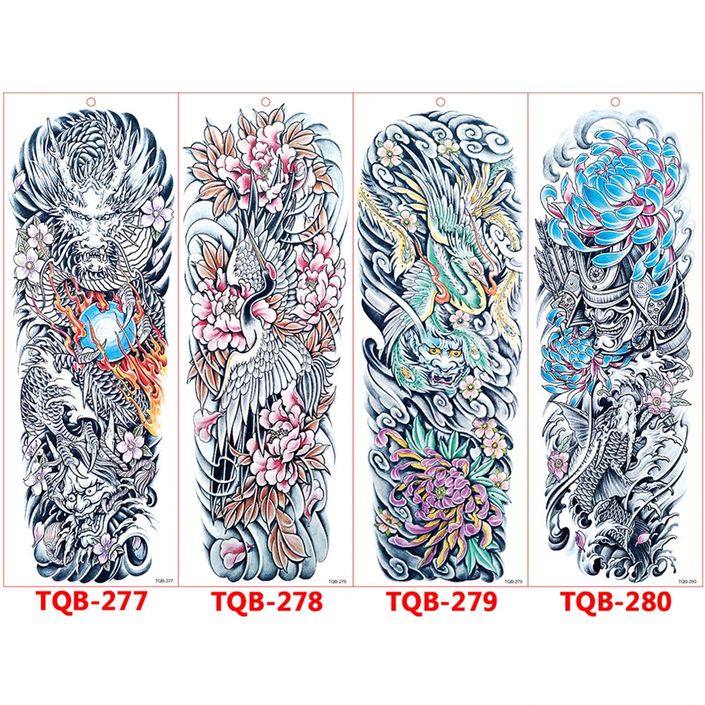 Large Arm Sleeve Tattoo Rose Gear Clock Eye Waterproof Temporary Tatto Sticker Lion Wolf King Body Art Full Fake Tatoo Women Men