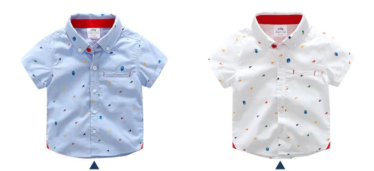 2024 England Style 2 3 4 5 6 8 10 Years Baby Summer Clothes Cotton Clothing Pocket Cartoon Print Short Sleeve Shirt For Kids Boy