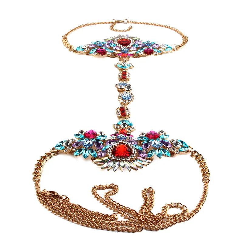 2025 Luxury Women Belly Waist Necklace Body Jewelry Crystal Rhinestone Flower Summer Lady Sexy Bikini Beach Wedding Jewelry Gift
