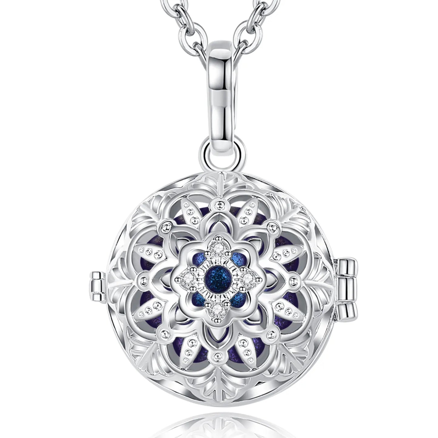 Eudora 18mm Harmony Ball Lotus Flower Cage Pendant Pregnancy Chime Bola Angel Caller Necklace Fashion Jewelry for Women gift