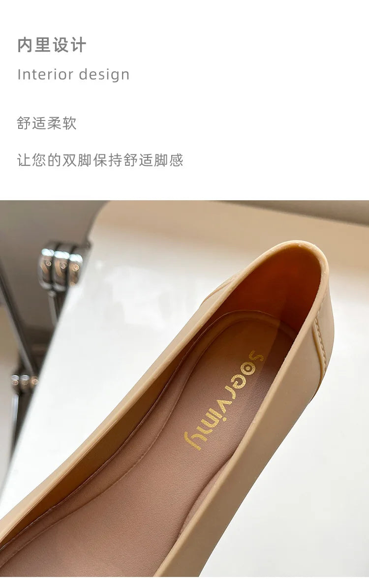 Wedges High heels jelly sandals women solid candy sandales pointed toe summer rain shoes ladies waterproof pvc sandalias 2021