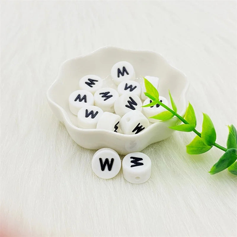 100pcs Silicone 12mm Letter Beads Bpa Free Oblate Molar Beads Baby Teether DIY Baby Pacifier Personalized Accessories Toy
