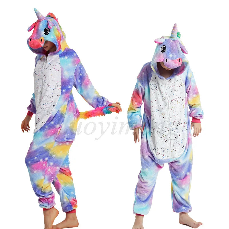 New Animal Unicorn Pajamas Adults Winter Sleepwear Kigurumi Wolf Panda Unicornio Pyjamas Women Onesie Anime Costumes Jumpsuit