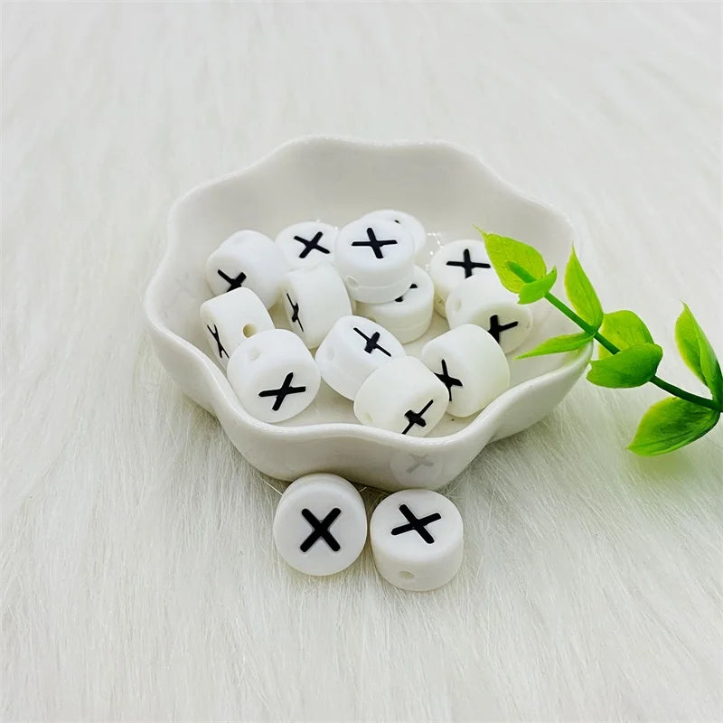 100pcs Silicone 12mm Letter Beads Bpa Free Oblate Molar Beads Baby Teether DIY Baby Pacifier Personalized Accessories Toy