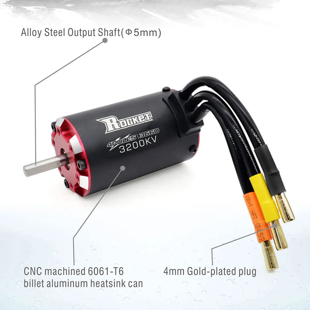 Rocket RC V2 supersonic 3650 3660 3665 3670 3674 Built -in Temperature Sensor Brushless Motor for 1/8 1/10 RC Car Off-Road Boat