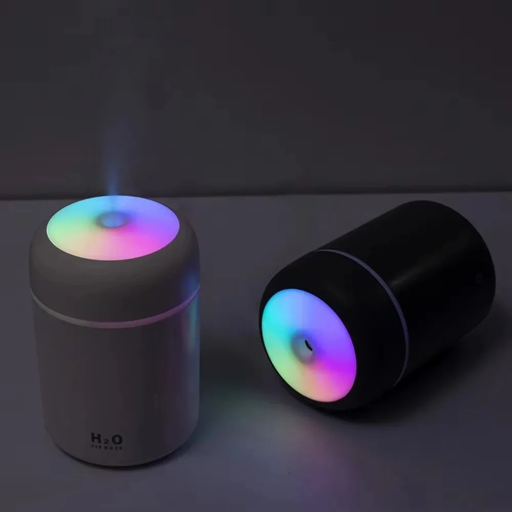 300ml Mini Ultrasonic Cool Mist Humidifier with 7 Color LED Night Light 2 Mist Modes Portable for Car Use Aromatherapy Function