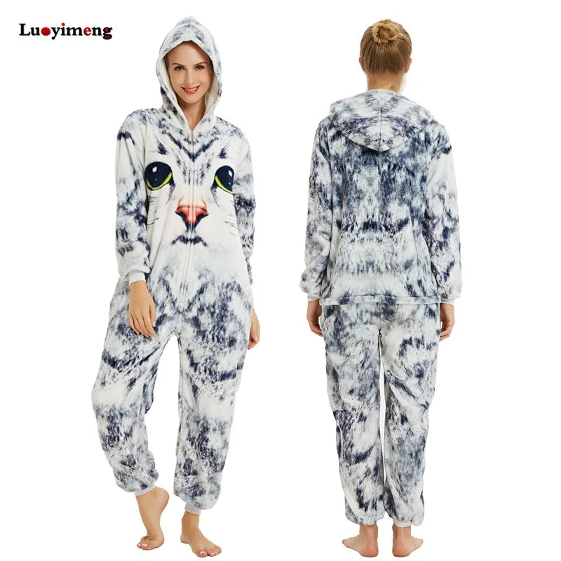 New Animal Unicorn Pajamas Adults Winter Sleepwear Kigurumi Wolf Panda Unicornio Pyjamas Women Onesie Anime Costumes Jumpsuit