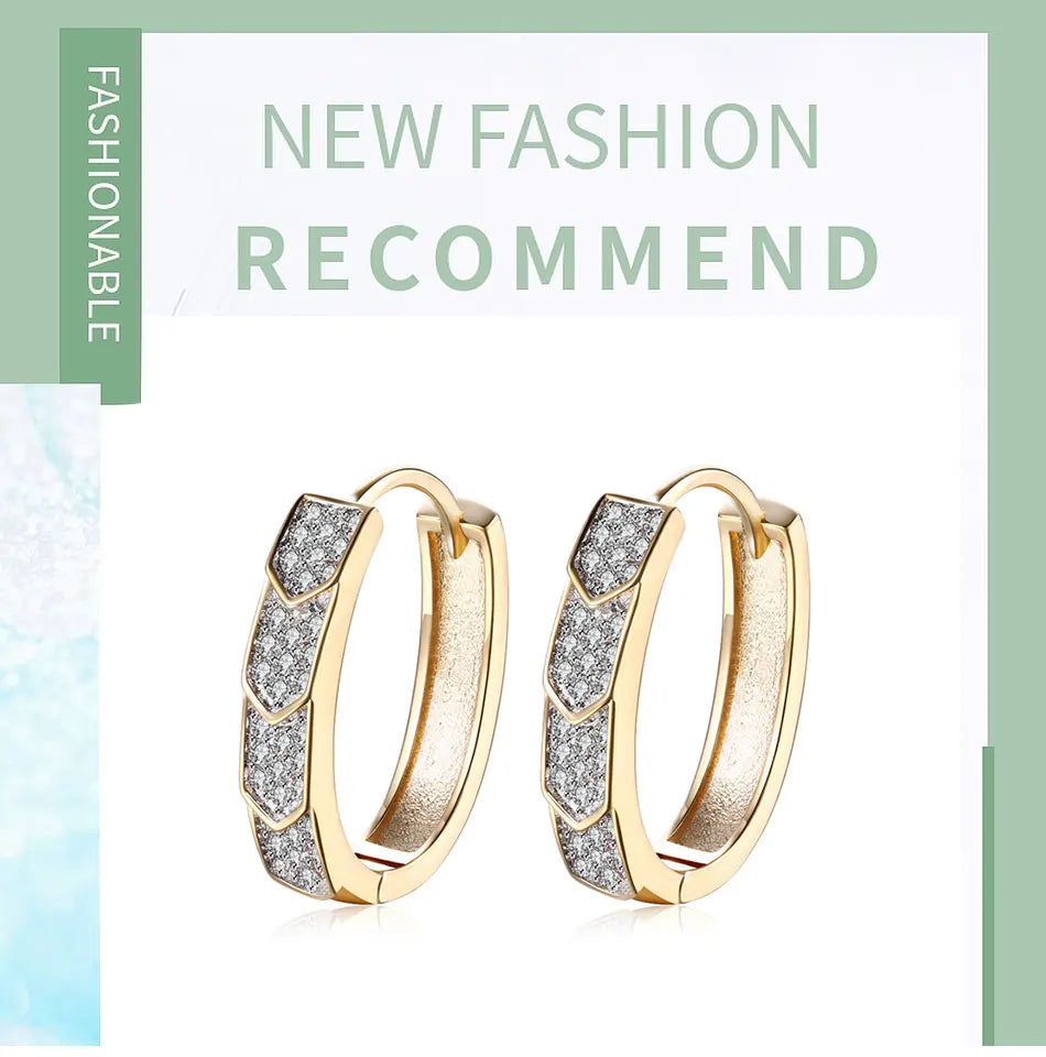 Aravant 925 Silver U Shaped 18K Gold Hoop Earrings For Women Fashion Jewelry