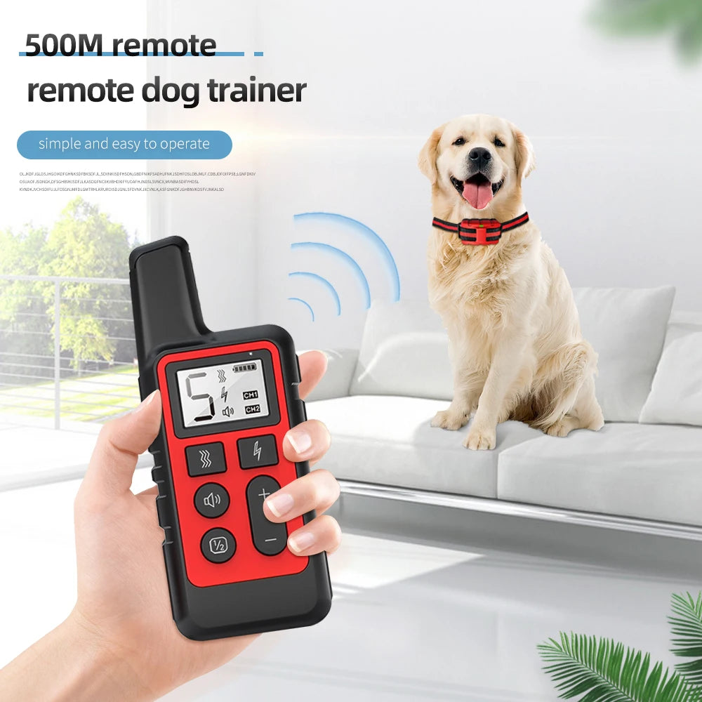 New 500m Waterproof Dog Training Collar Pet Remote Control Rechargeable Shock sound Vibration Dog Collar Remote Controller