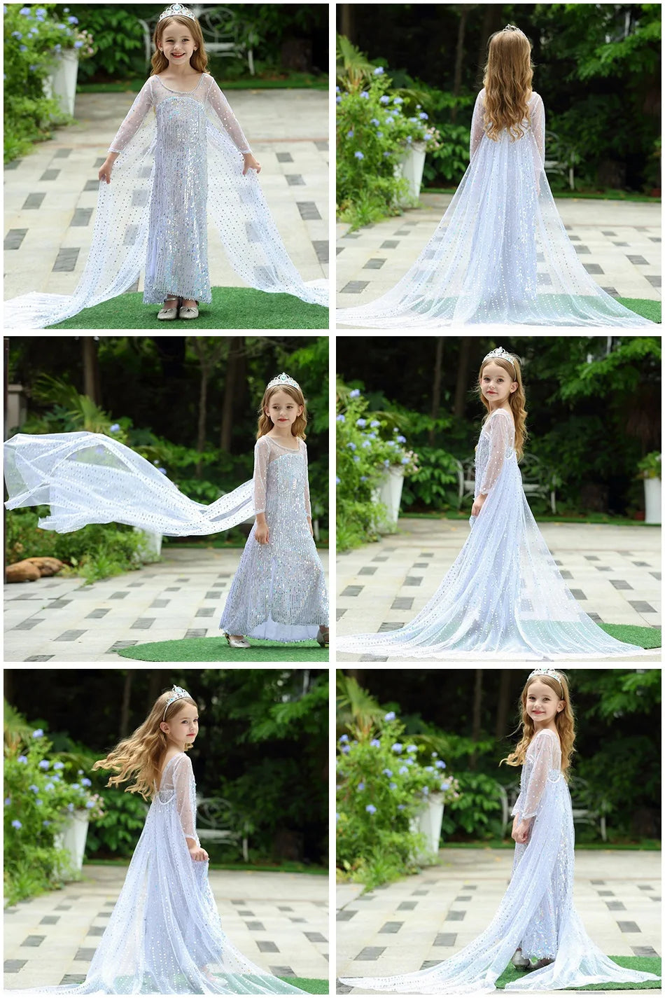 Kids Princess Costume Children Elsa Anna Rapunzel Mermaid Ariel Fancy Dress Girls Carnival Pageant Halloween Party Clothes
