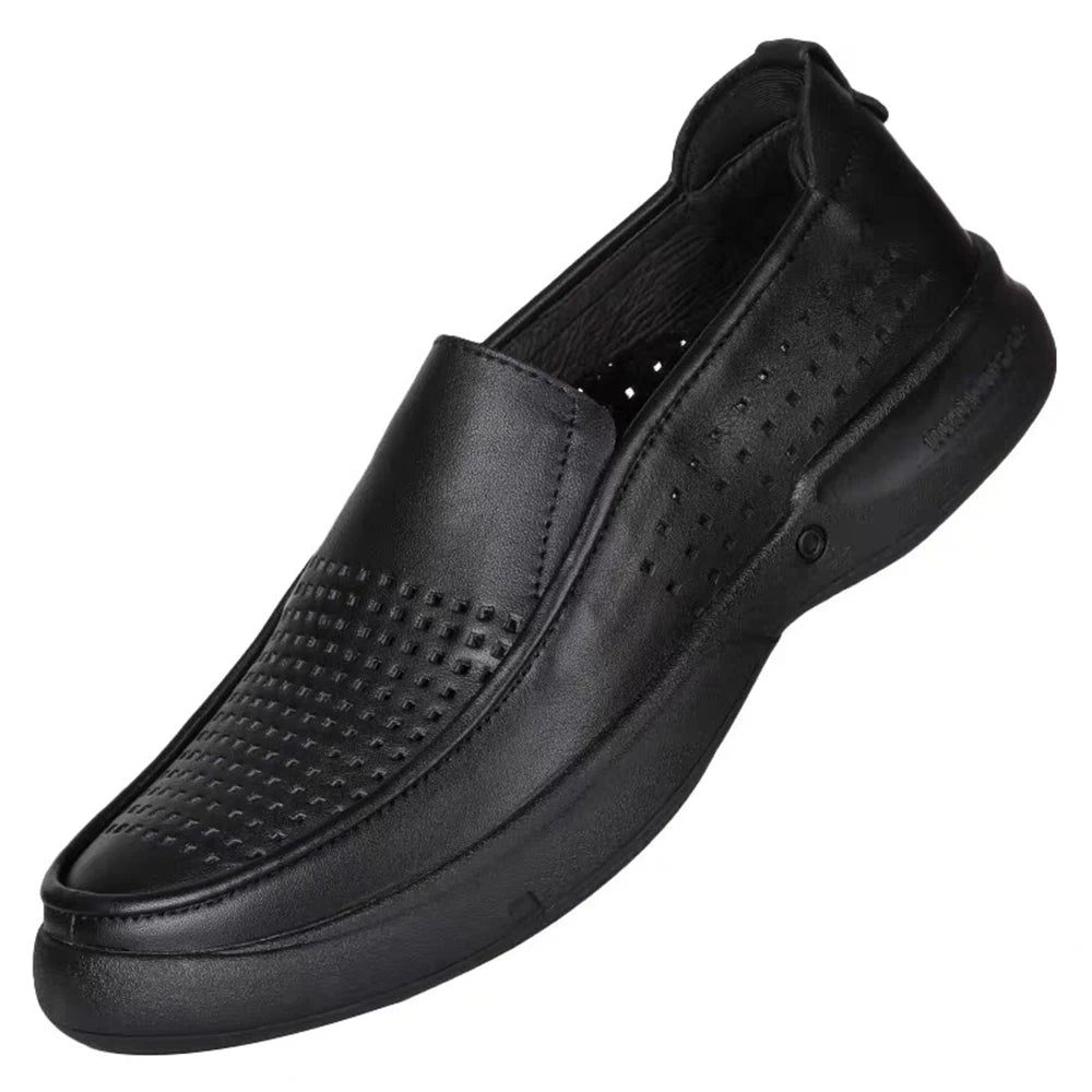 Y 38-44 New Men's Business Casual Leather Shoes  Made of Top-Grain Soft Leather Soft Sole Breathable Slip-On