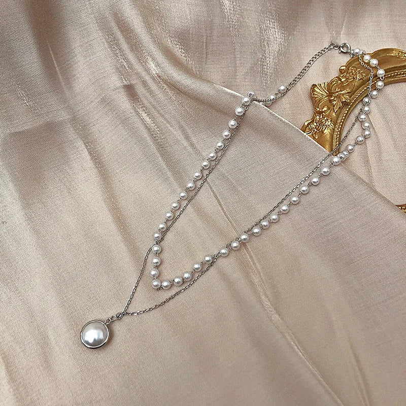 Elegant Big White Imitation Pearl Beads Choker Clavicle Chain Necklace For Women Wedding Jewelry Collar 2021 New