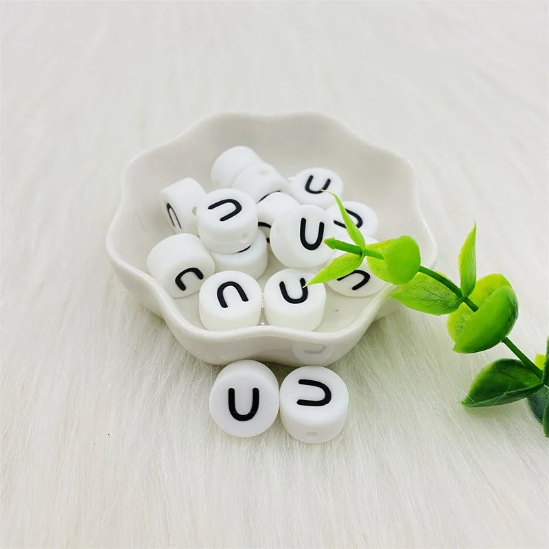 100pcs Silicone 12mm Letter Beads Bpa Free Oblate Molar Beads Baby Teether DIY Baby Pacifier Personalized Accessories Toy