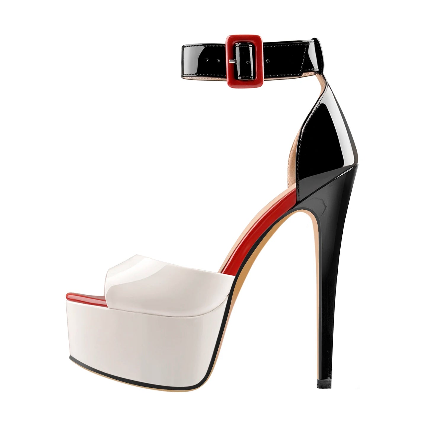 Onlymaker Women  Platform Sandals Peep Toe Thin Heels Ankle Strap Zebra Stripes Party Dress Summer Lady Shoes Big Size Sandals