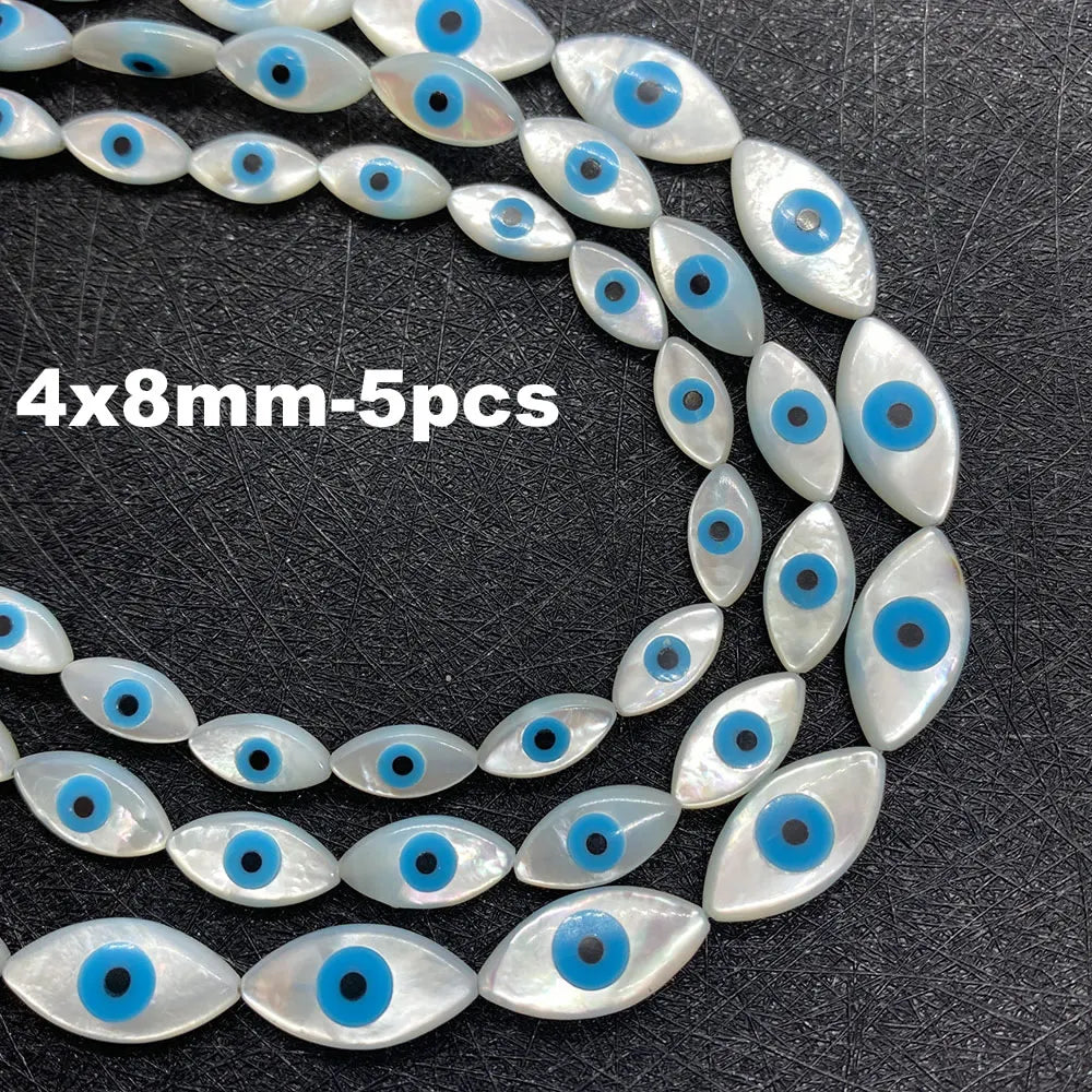 Natural Sea Shell Evil Eye Shell Beads Used for DIY Fashion Jewelry Making Necklace and Bracelet Accessories Size 5x10mm 6x12mm