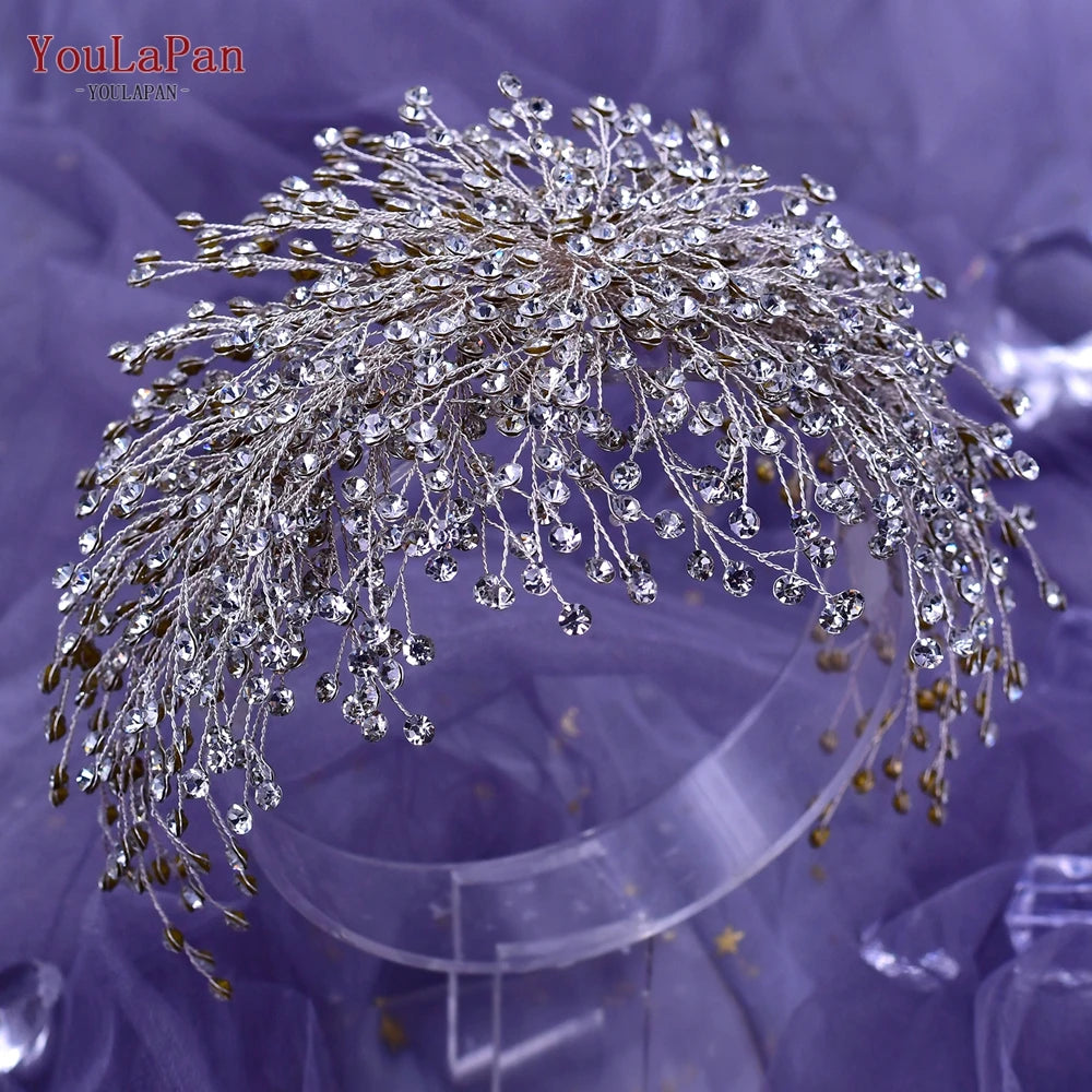 YouLaPan Bridal Hair Accessories Wedding Headband Rhinestone Headdress Bride Tiara Prom Wedding Hair Jewelry Queen Crown HP431