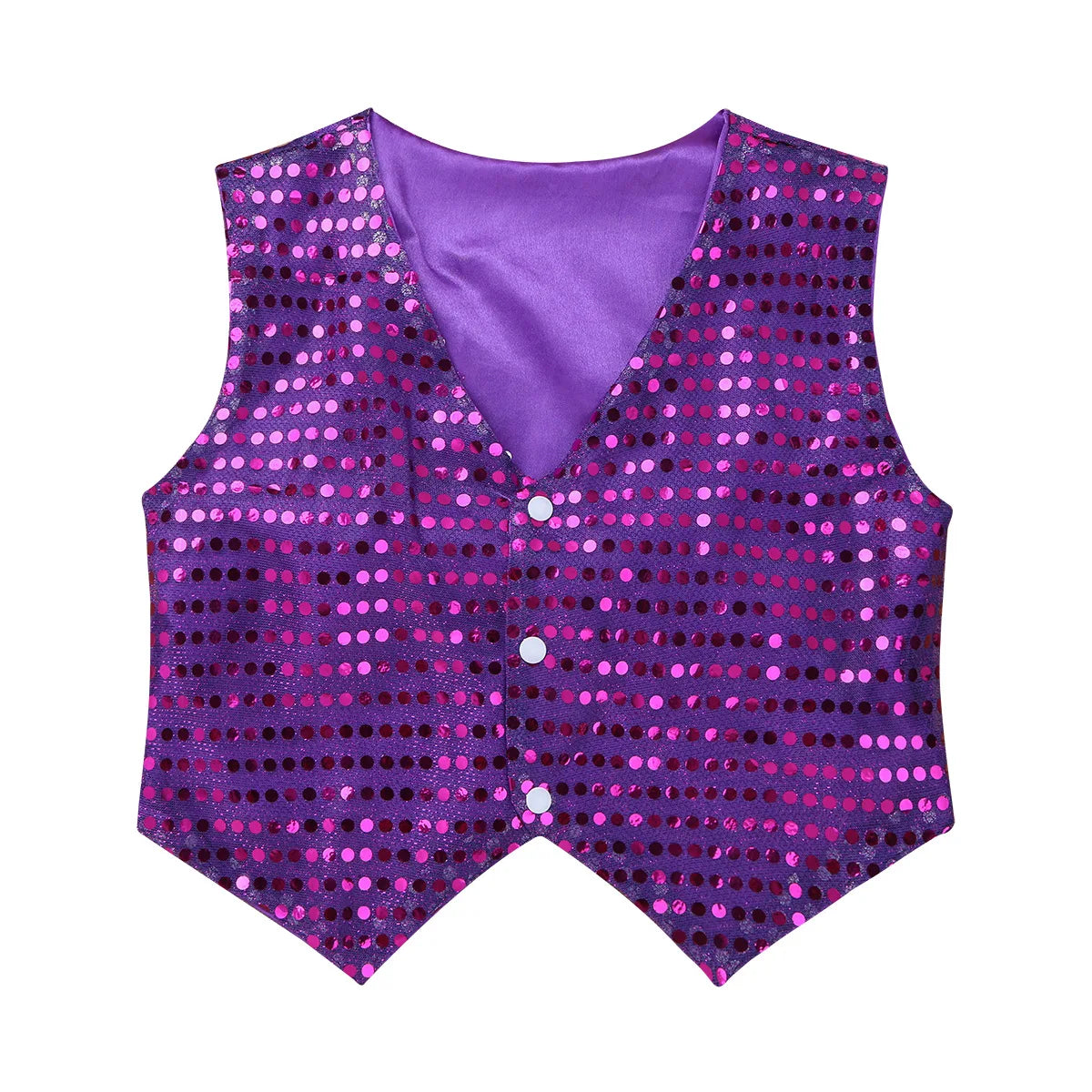 Children Boys Girls Shiny Sequin Vest Waistcoat Hip Hop Jazz Street Dance School Choir Costume Halloween Carnival Party Clothes