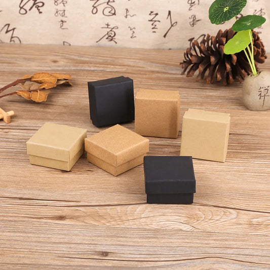 24pcs Kraft Paper Packaging Box Vintage Jewelry Earring Bracelet Ring Beads For Women Organizer Gift Boxes Travel Storage Carton